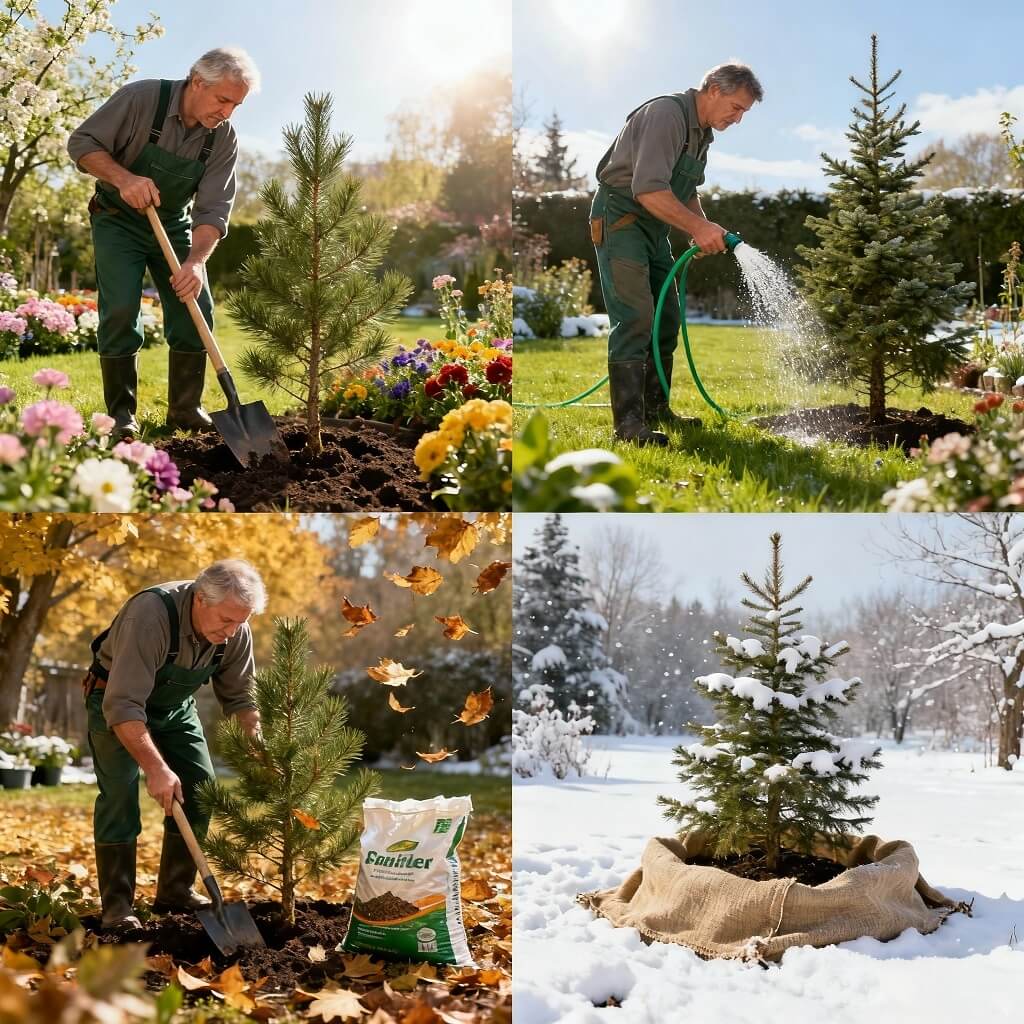 Уход за хвойными в разные сезоны 