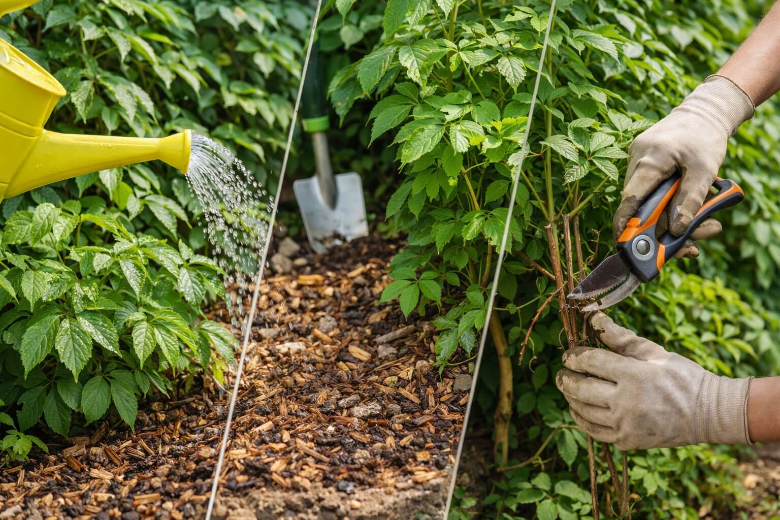 Уход за триостренным виноградом Вичи