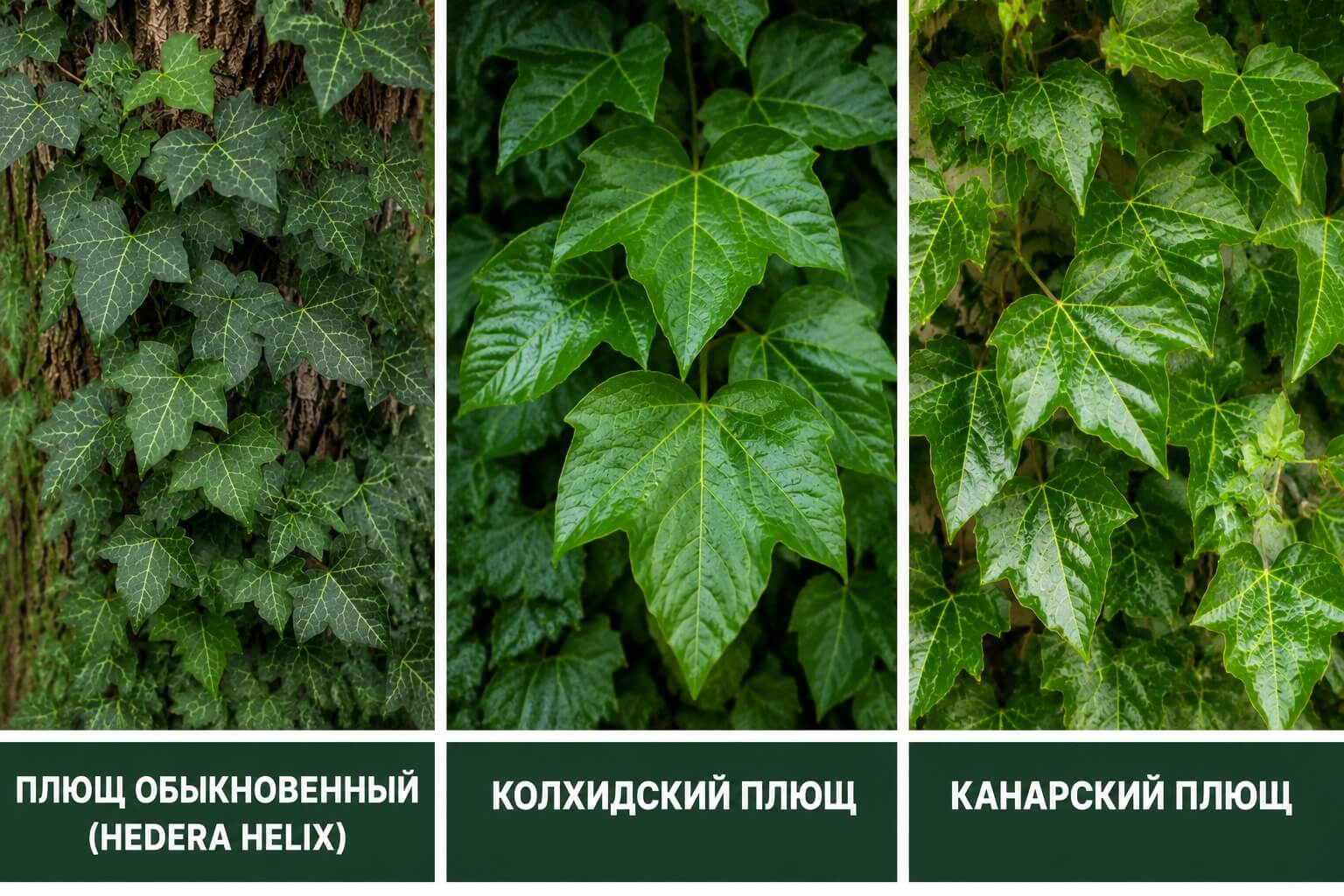Виды и сорта плюща
